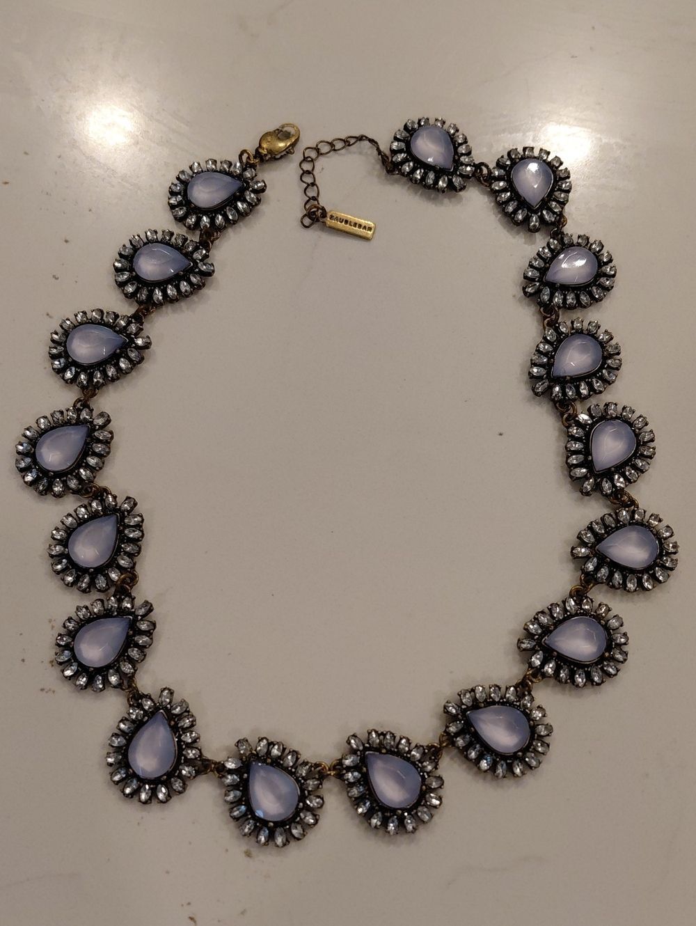 BaubleBar Irridescent Milkglass Teardrop Halo Necklace.